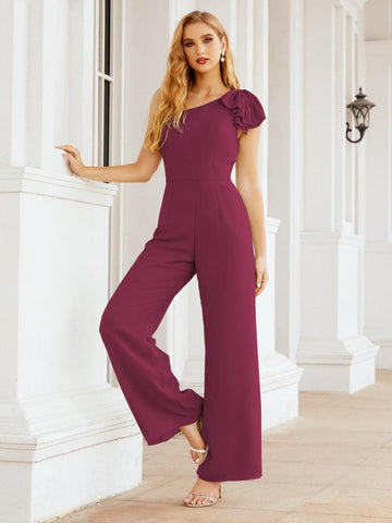 Baoleely Women's One Shoulder Long Jumpsuit Formal Evening Dress Long Bridesmaid Dresses Pants Wedding Party 28034