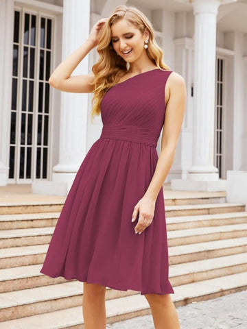 Vestido de fiesta de bienvenida, corto, plisado, de un solo hombro, para fiesta de graduación 28046 