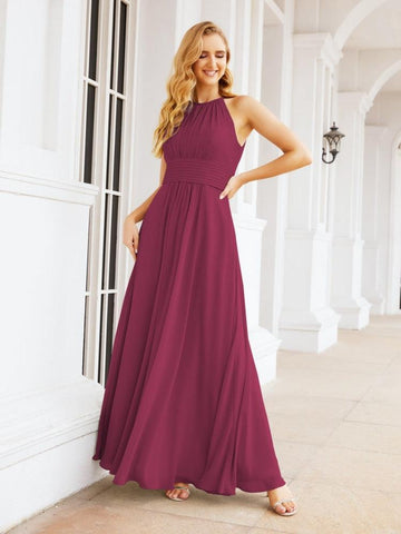Baoleely Keyhole Bridesmaid Dresses Sleeveless Formal Evening Party Prom Gowns 28043