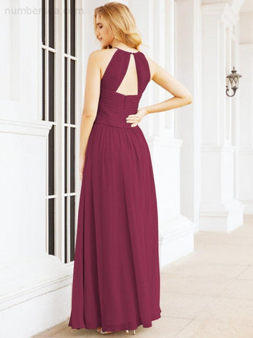 Baoleely Sleeveless Bridesmaid Dresses Long Prom Gown Zipper with Keyhole Back 28056