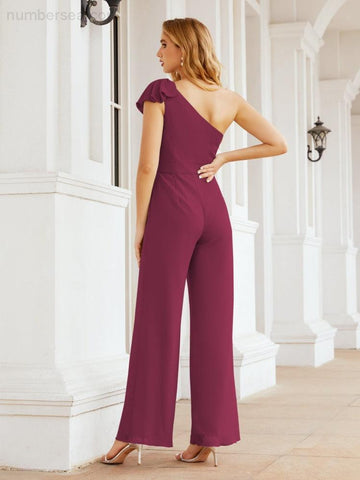 Baoleely Women's One Shoulder Long Jumpsuit Formal Evening Dress Long Bridesmaid Dresses Pants Wedding Party 28034