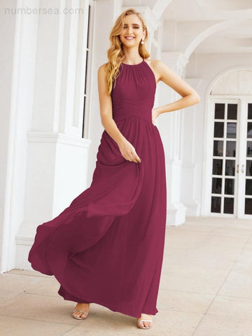 Baoleely Sleeveless Bridesmaid Dresses Long Prom Gown Zipper with Keyhole Back 28056