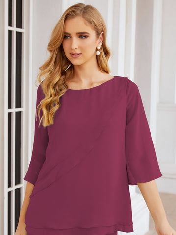 Baoleely Élégante robe mère de la mariée 2 pièces, grande taille, pantalon, volants, couches argentées, peignoir 28064