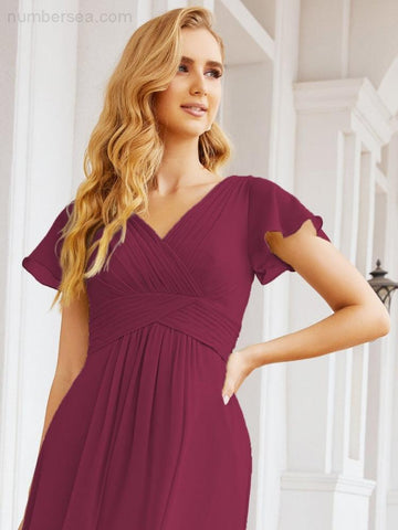 Baoleely Formal Prom Gowns for Mother of The Bride Cap Sleeves Bridesmaid Dress 28047