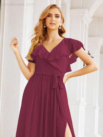 Robes de demoiselle d'honneur à manches flottantes, robes de soirée formelles, robes de bal 28044 