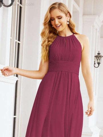 Baoleely Keyhole Bridesmaid Dresses Sleeveless Formal Evening Party Prom Gowns 28043