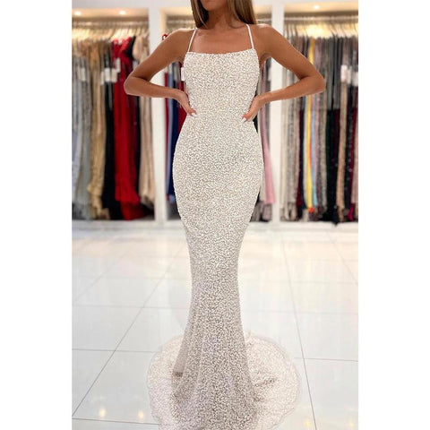 Robe de bal longue à paillettes unique 