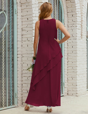 Robe longue en mousseline grande taille pour la mère de la mariée, robe de demoiselle d'honneur de bal de fin d'année SY28019