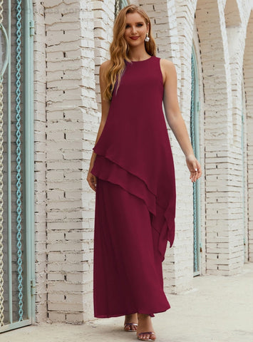 Robe longue en mousseline grande taille pour la mère de la mariée, robe de demoiselle d'honneur de bal de fin d'année SY28019