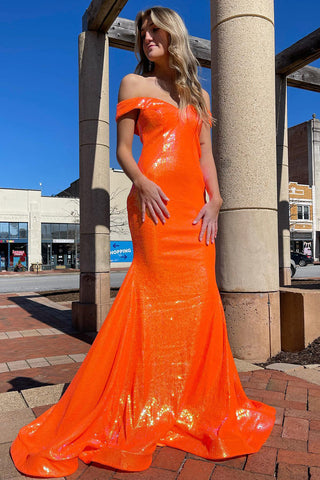 Robe de bal sirène à sequins épaules dénudées