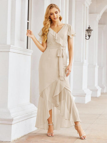 Baoleely Ruffled Bridesmaid Dresses Mermaid Formal Violin Evening Party Prom Gowns 28042