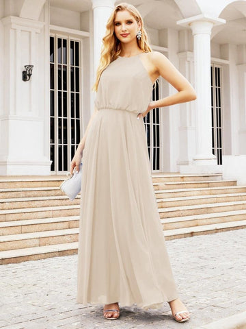 Robe de demoiselle d'honneur longue à col licou Baoleely, robe trapèze formelle pour juniors, 28029