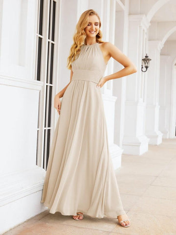 Baoleely Keyhole Bridesmaid Dresses Sleeveless Formal Evening Party Prom Gowns 28043