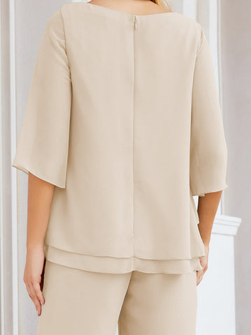 Baoleely Élégante robe mère de la mariée 2 pièces, grande taille, pantalon, volants, couches argentées, peignoir 28064