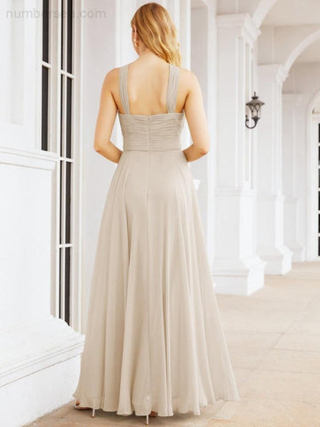 Baoleely Crisscross Halter Bridesmaid Dresses for Party Wedding Evening Prom Maxi Ball Gowns 28053