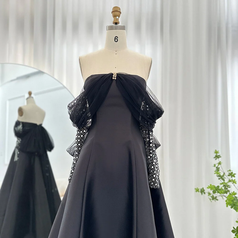 Vestidos de noche de lujo de Dubái para mujer, ideales para bodas, fiestas y eventos. Vestido negro de manga larga para gala o baile de graduación Y4621
