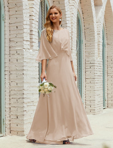 Robe de demoiselle d'honneur Sunnderly pour femme, manches longues, col en V, en mousseline, robe de cérémonie pour mariage SY28018