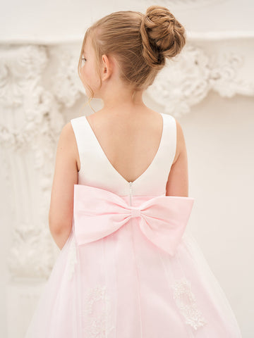 A-line Satin Tulle Ankle-length Pink Dress (2003227111)