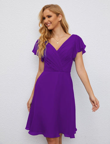 Robe de soirée dos nu, robe de bal formelle, longueur genou, manches courtes, robe de cocktail 28077 