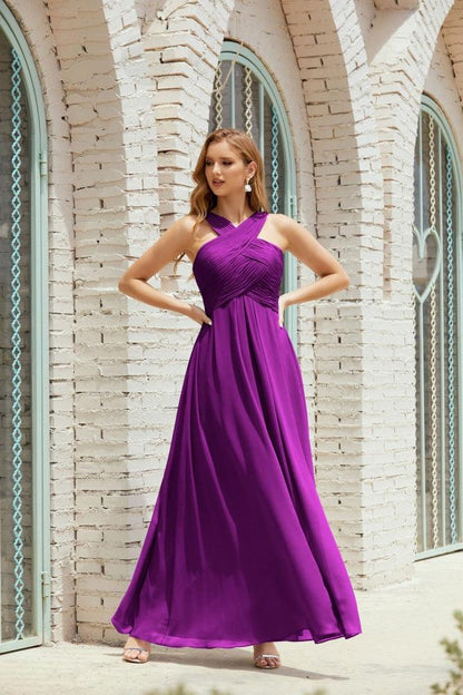 Halter Bridesmaid Dresses Formal Cocktail Prom Gown 28015