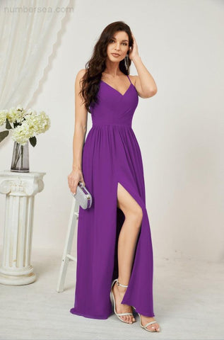 Vestidos de dama de honor con cuello alto Baoleely, de gasa, largos, corte en A, vestido formal de fiesta para boda, fiesta de noche 2801 