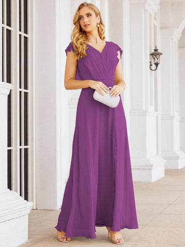 Sunnderly Bridesmaid Dresses Cape Formal Prom Dress Open Back Gowns for Mother of The Bride SY28058