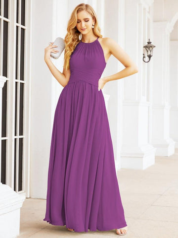 Baoleely Sleeveless Bridesmaid Dresses Long Prom Gown Zipper with Keyhole Back 28056