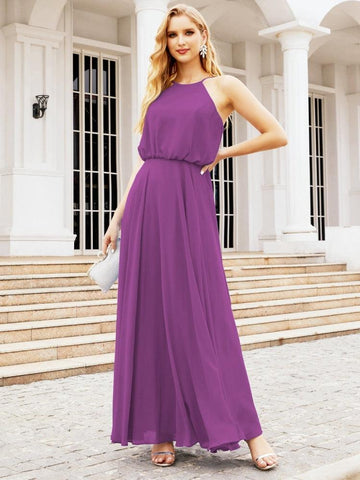 Robe de demoiselle d'honneur longue à col licou Baoleely, robe trapèze formelle pour juniors, 28029