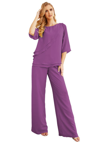 Baoleely Élégante robe mère de la mariée 2 pièces, grande taille, pantalon, volants, couches argentées, peignoir 28064