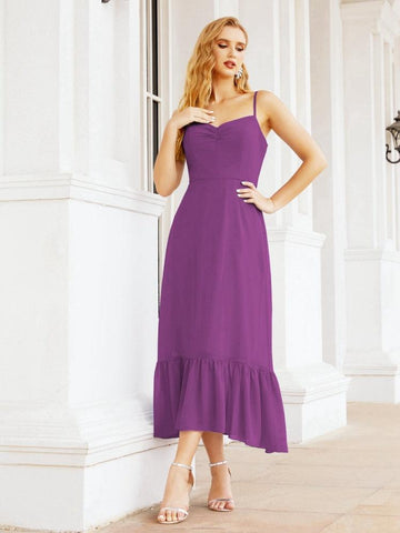 Baoleely Blackless Strap Bridesmaid Dress Ankle Length 28028