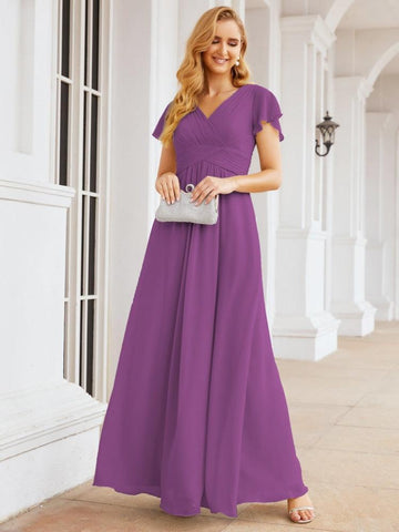Baoleely Formal Prom Gowns for Mother of The Bride Cap Sleeves Bridesmaid Dress 28047