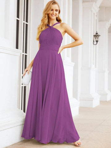 Baoleely Crisscross Halter Bridesmaid Dresses for Party Wedding Evening Prom Maxi Ball Gowns 28053