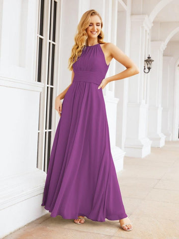 Baoleely Keyhole Bridesmaid Dresses Sleeveless Formal Evening Party Prom Gowns 28043