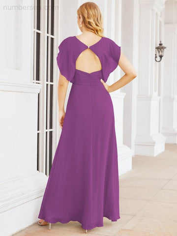 Sunnderly Bridesmaid Dresses Cape Formal Prom Dress Open Back Gowns for Mother of The Bride SY28058