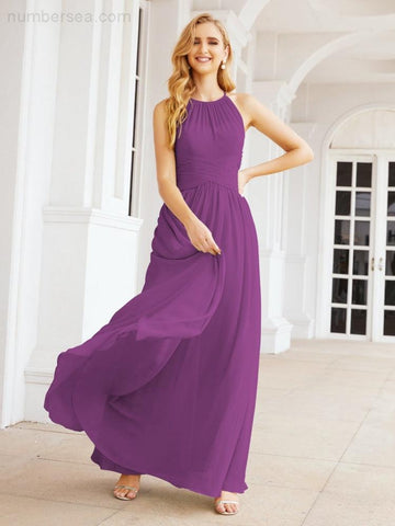Baoleely Sleeveless Bridesmaid Dresses Long Prom Gown Zipper with Keyhole Back 28056