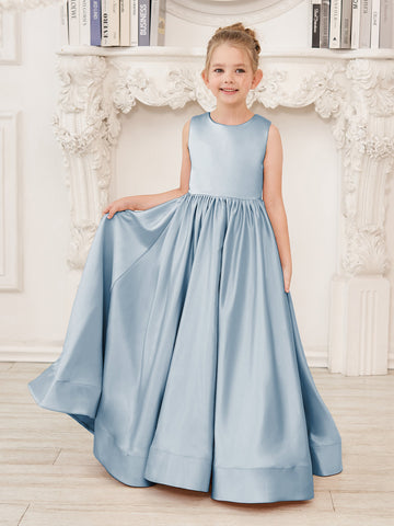 A-line Lace Satin Floor-length Flower Girl Dress