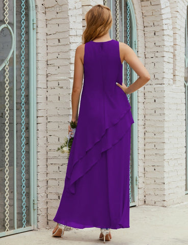 Robe longue en mousseline grande taille pour la mère de la mariée, robe de demoiselle d'honneur de bal de fin d'année SY28019