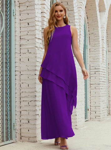 Robe longue en mousseline grande taille pour la mère de la mariée, robe de demoiselle d'honneur de bal de fin d'année SY28019