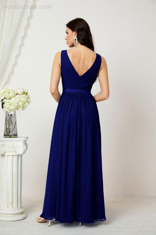 Women's Chiffon Long Bridesmaid Dresses A line Sleeveless Formal Prom Gown for Evening Party Homecoming Dresses 2808