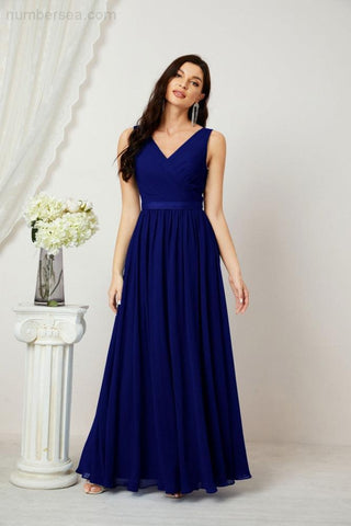 Women's Chiffon Long Bridesmaid Dresses A line Sleeveless Formal Prom Gown for Evening Party Homecoming Dresses 2808
