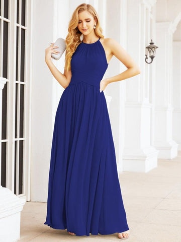Baoleely Sleeveless Bridesmaid Dresses Long Prom Gown Zipper with Keyhole Back 28056