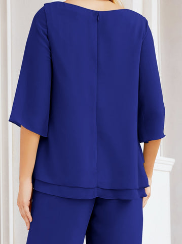 Baoleely Élégante robe mère de la mariée 2 pièces, grande taille, pantalon, volants, couches argentées, peignoir 28064