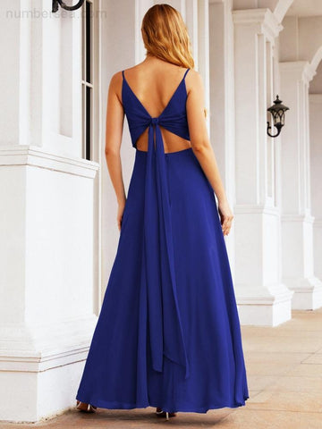 Baoleely Spaghetti Strap Bridesmaid Dresses V Neck Butterfly Back Fromal Evening Party Prom Gown 28036