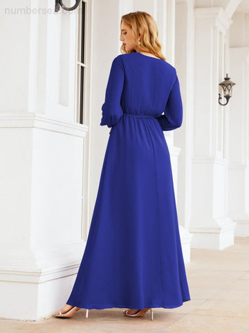 Robe de demoiselle d'honneur en mousseline Sunnderly pour femme, coupe trapèze, manches longues, robe de soirée formelle pour invitée de mariage SY28032 