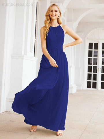 Baoleely Sleeveless Bridesmaid Dresses Long Prom Gown Zipper with Keyhole Back 28056