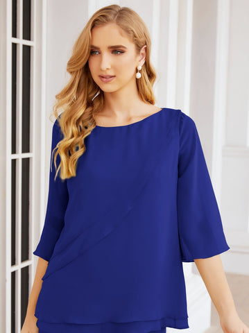 Baoleely Élégante robe mère de la mariée 2 pièces, grande taille, pantalon, volants, couches argentées, peignoir 28064