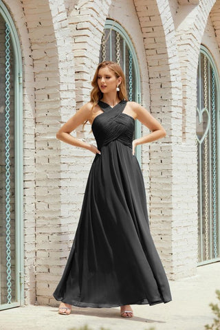 Vestidos de dama de honor con cuello halter, vestido formal de cóctel o de fiesta 28015 