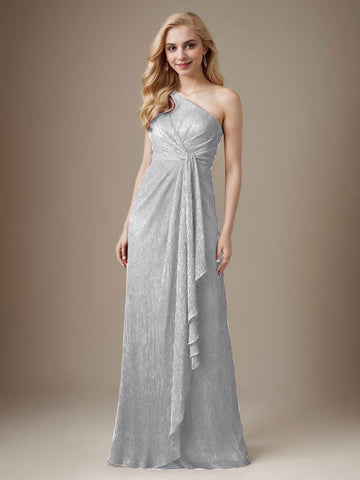 Ruby Sheath One Shoulder Metallic Mesh Dress Mother of the Bride Dress