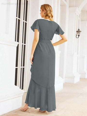 Baoleely Ruffled Bridesmaid Dresses Mermaid Formal Violin Evening Party Prom Gowns 28042