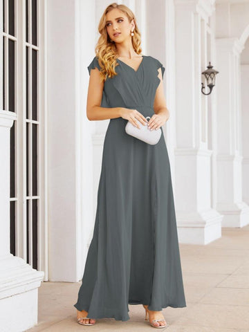 Sunnderly Bridesmaid Dresses Cape Formal Prom Dress Open Back Gowns for Mother of The Bride SY28058
